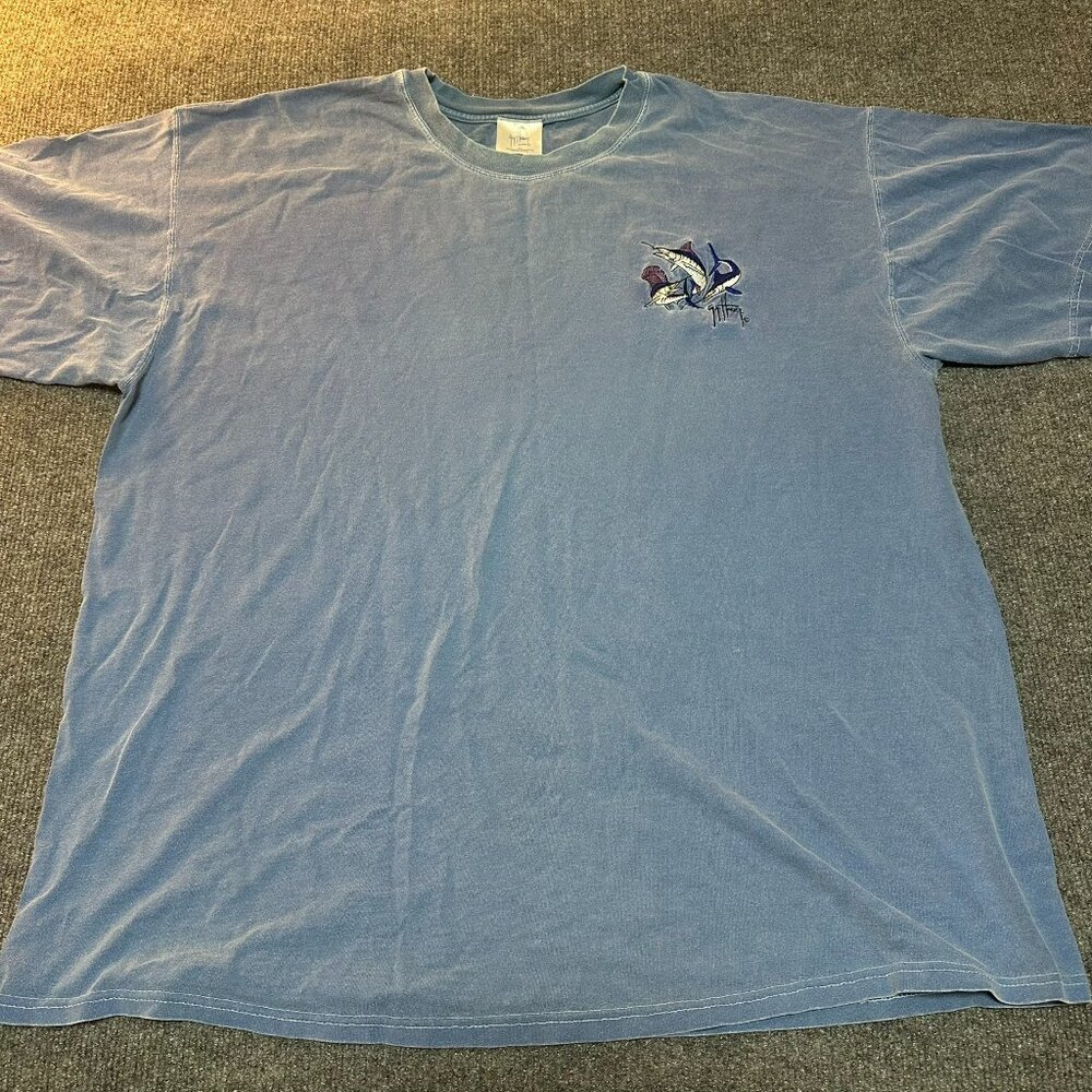 Guy Harvey Vintage‎ Blue Fishing Embroidered Tshirt XL 90s 100% Cotton